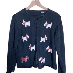 VINTAGE 80s Scotty Dog 3D embroidered cardigan M